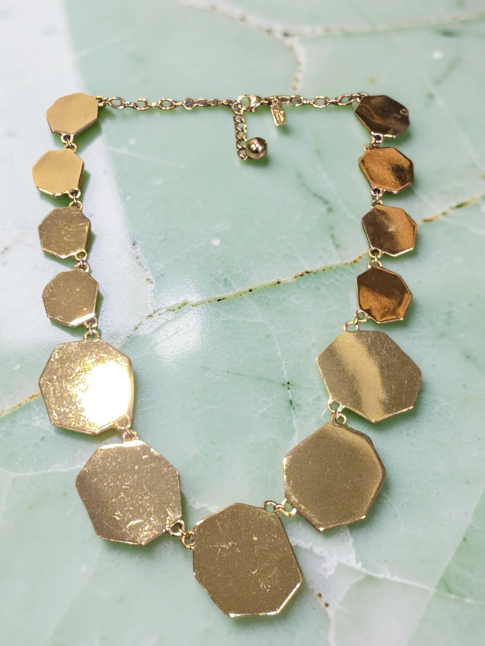 Kate Spade Hexagon Statement Necklace Teal Yellow Cream